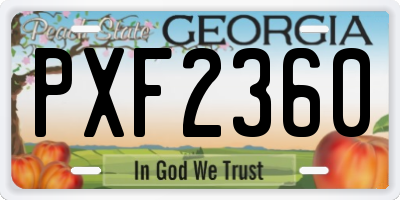 GA license plate PXF2360