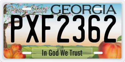 GA license plate PXF2362
