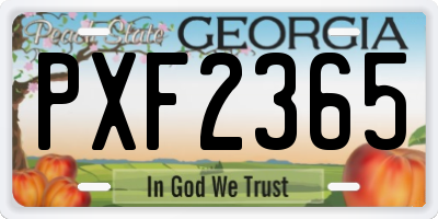 GA license plate PXF2365