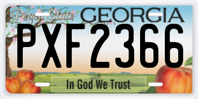 GA license plate PXF2366