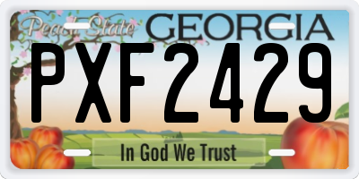 GA license plate PXF2429