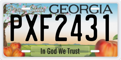 GA license plate PXF2431