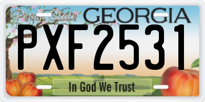 GA license plate PXF2531