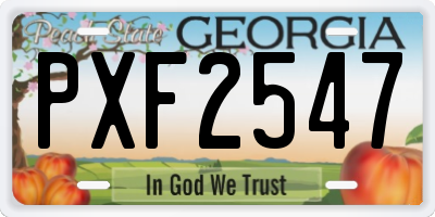 GA license plate PXF2547