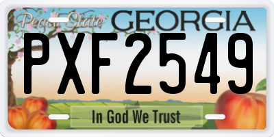 GA license plate PXF2549