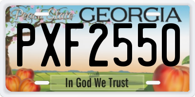 GA license plate PXF2550