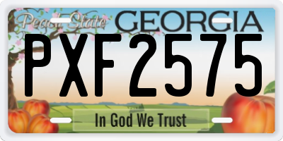 GA license plate PXF2575