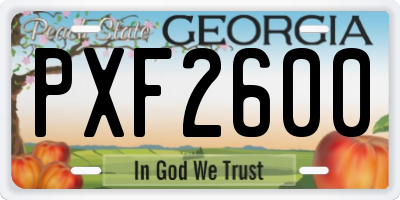 GA license plate PXF2600