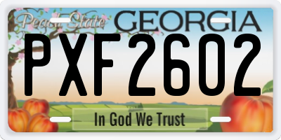 GA license plate PXF2602