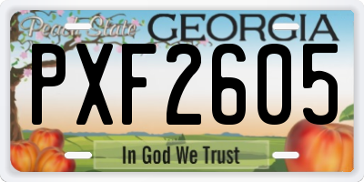 GA license plate PXF2605