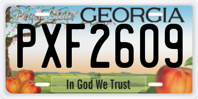GA license plate PXF2609