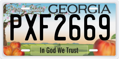 GA license plate PXF2669