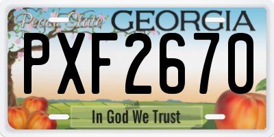 GA license plate PXF2670