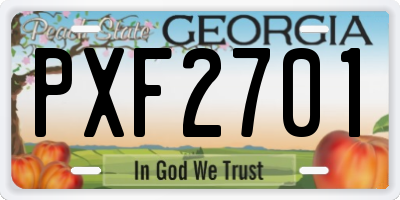 GA license plate PXF2701