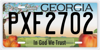 GA license plate PXF2702