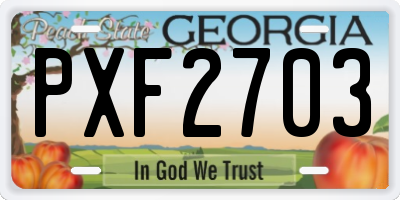 GA license plate PXF2703