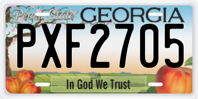 GA license plate PXF2705