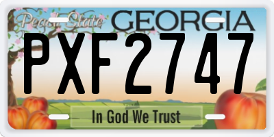 GA license plate PXF2747