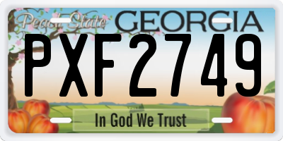 GA license plate PXF2749