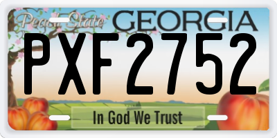 GA license plate PXF2752