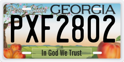 GA license plate PXF2802