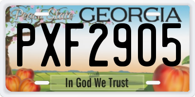 GA license plate PXF2905