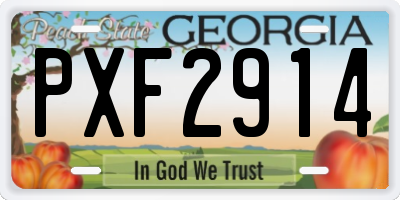 GA license plate PXF2914