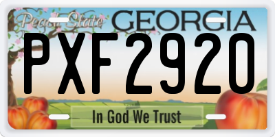 GA license plate PXF2920