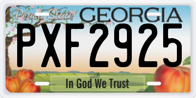 GA license plate PXF2925