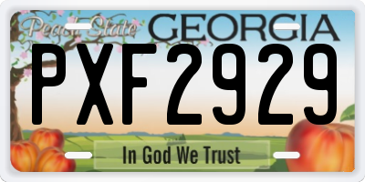 GA license plate PXF2929