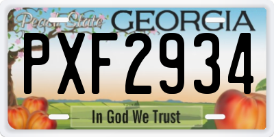 GA license plate PXF2934