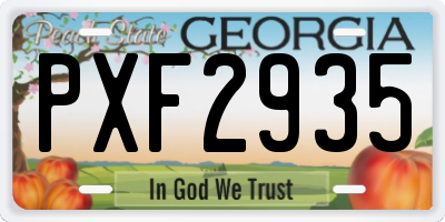 GA license plate PXF2935