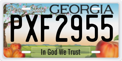 GA license plate PXF2955