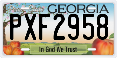GA license plate PXF2958