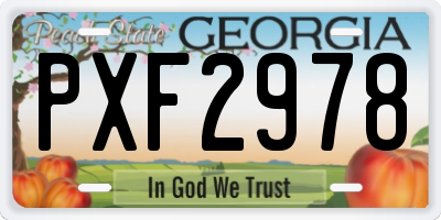GA license plate PXF2978