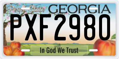 GA license plate PXF2980