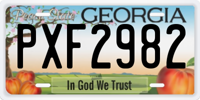 GA license plate PXF2982