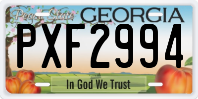 GA license plate PXF2994