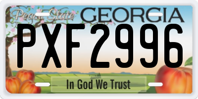 GA license plate PXF2996