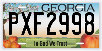 GA license plate PXF2998