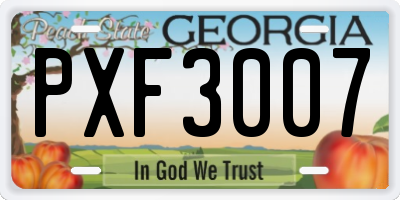 GA license plate PXF3007