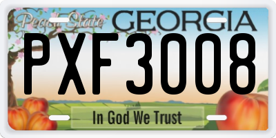 GA license plate PXF3008