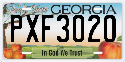 GA license plate PXF3020