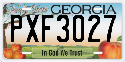 GA license plate PXF3027