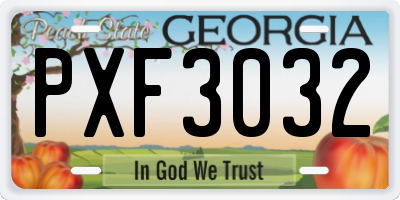 GA license plate PXF3032