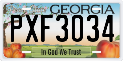 GA license plate PXF3034
