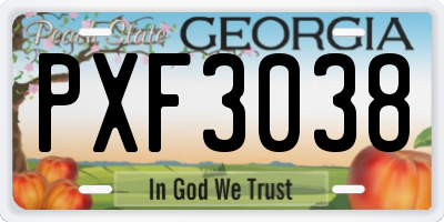 GA license plate PXF3038