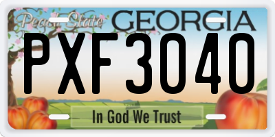 GA license plate PXF3040