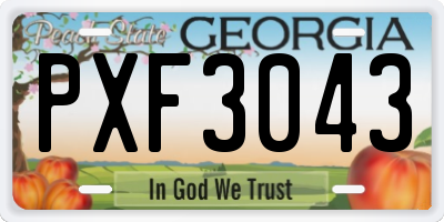 GA license plate PXF3043