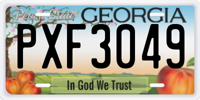 GA license plate PXF3049